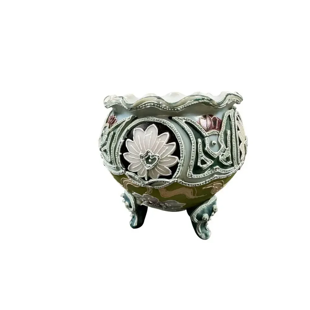 Vintage Moriage Hand Painted Vase 3 Legs No Marks - NIPPON??